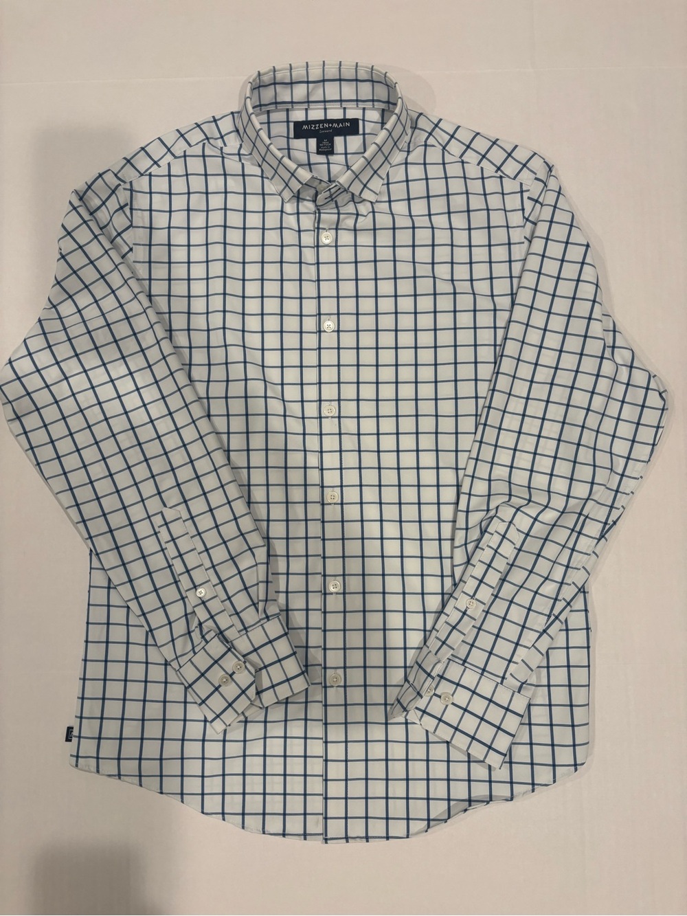 Mizzen + Main Leeward Collection Mens M White Plaid Button Down Shirt